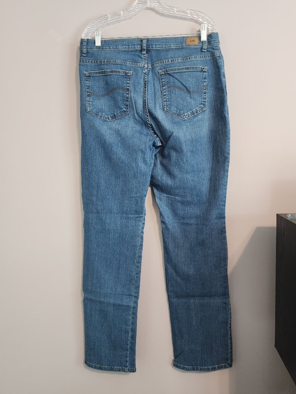 2/$22 Lee Mid Rise Relaxed Fit Straight Leg Blue Jeans Size 14 Long - Picture 7 of 12